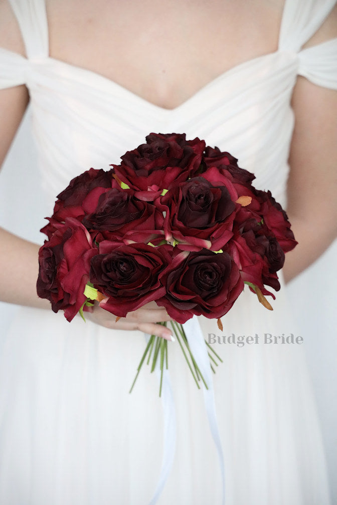 15 Burgundy Rose Stems - $90.00  Budget-Bride