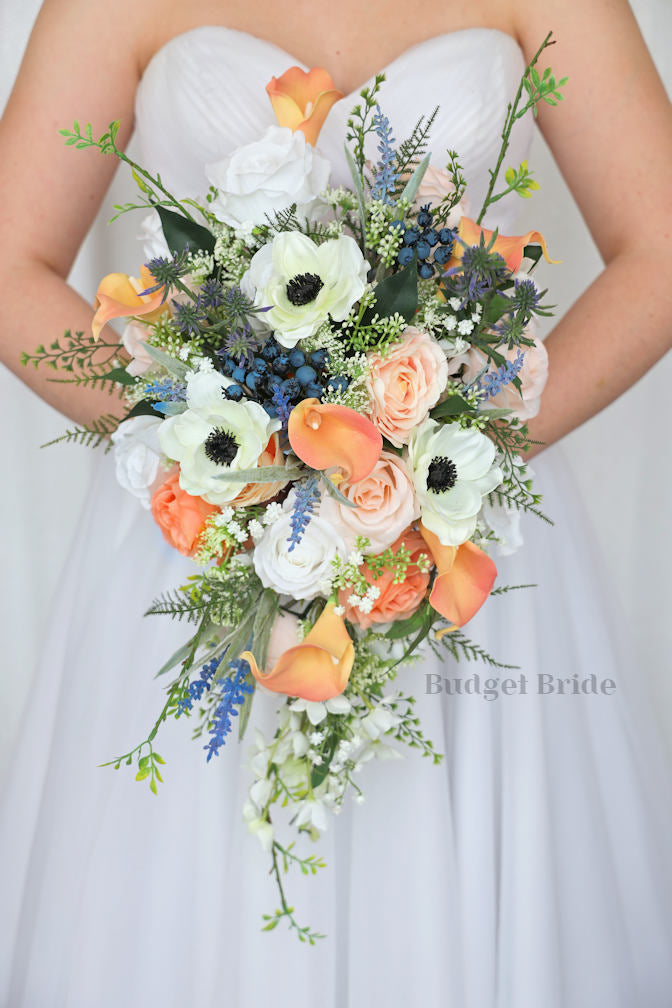 navy blue and peach wedding dress Anemone Wedding Bouquet / – Budget-Bride