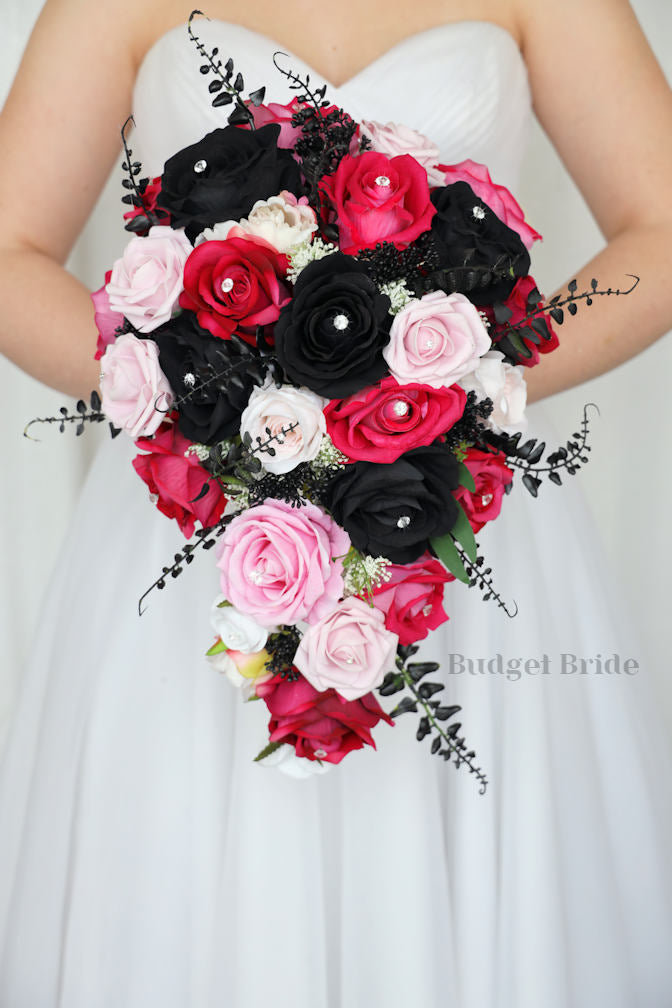Pink and Black Wedding Bouquet / – Budget-Bride