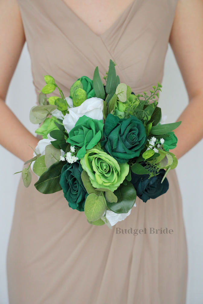 bouquet for emerald green dress Silk Wedding in Emerald, Pine and Hunter - $170.00 wedding emerald green bridesmaid dresses