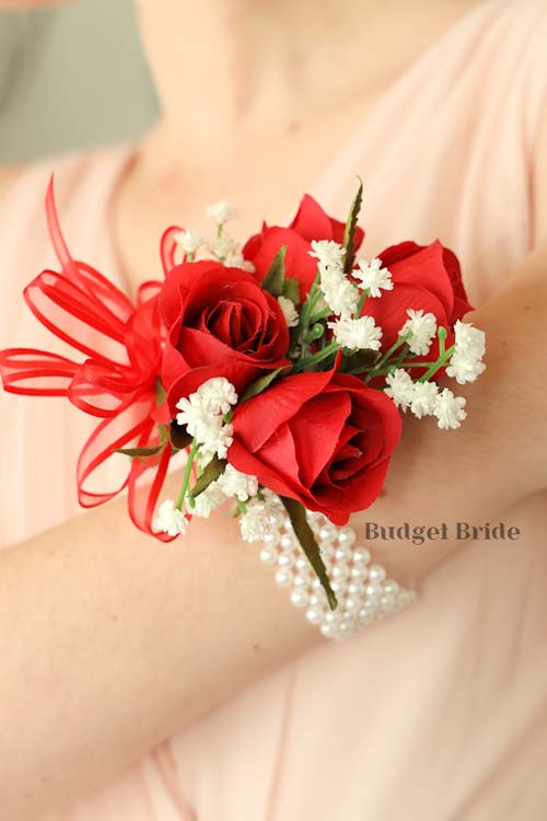Aaliyah Red Rose Wrist Corsage for Mother of the Bride