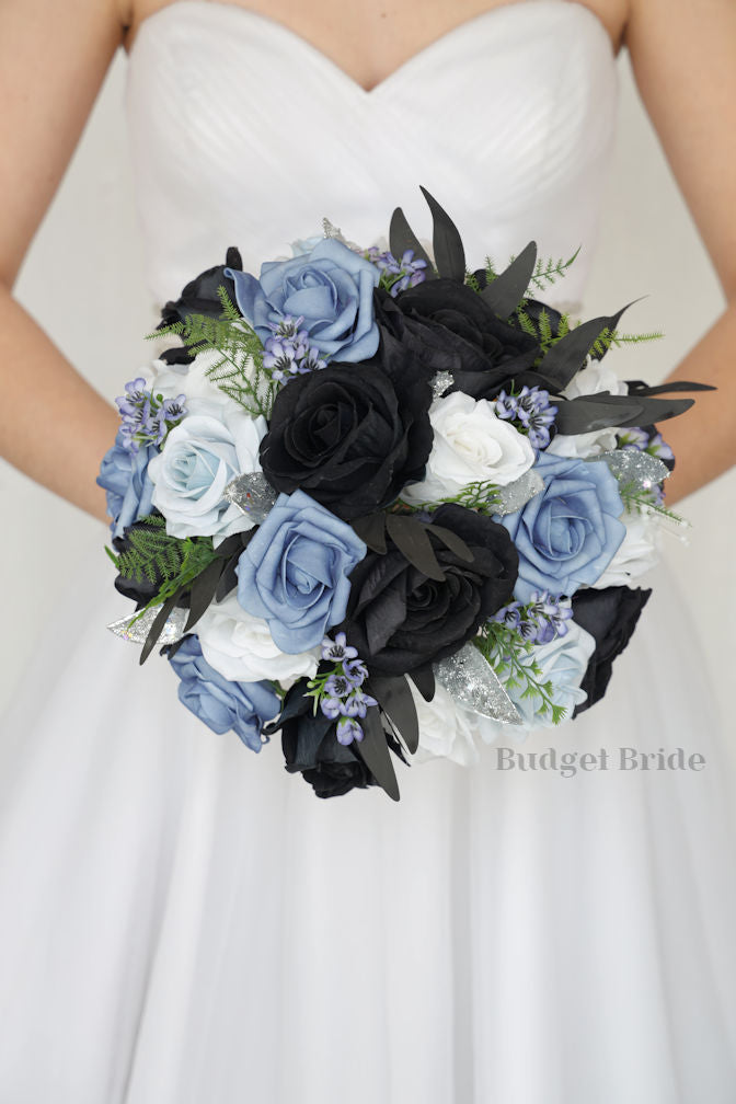 Steel Blue Wedding Flower Bouquet / – Budget-Bride