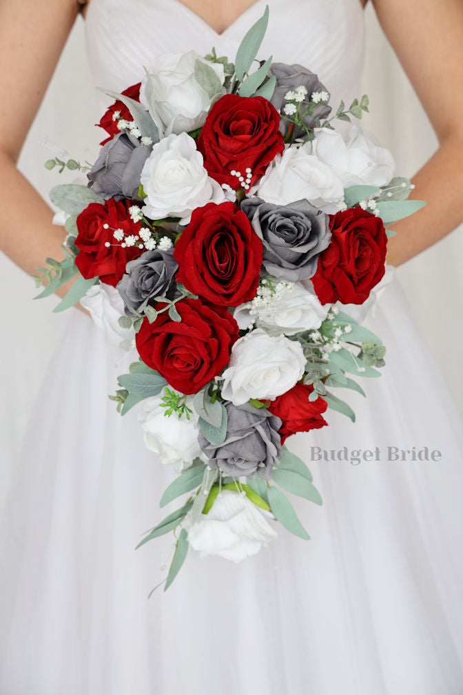 Gray and Red Brides Bouquet / Budget-Bride Gray and Red Brides Bouquet / Budget-Bride