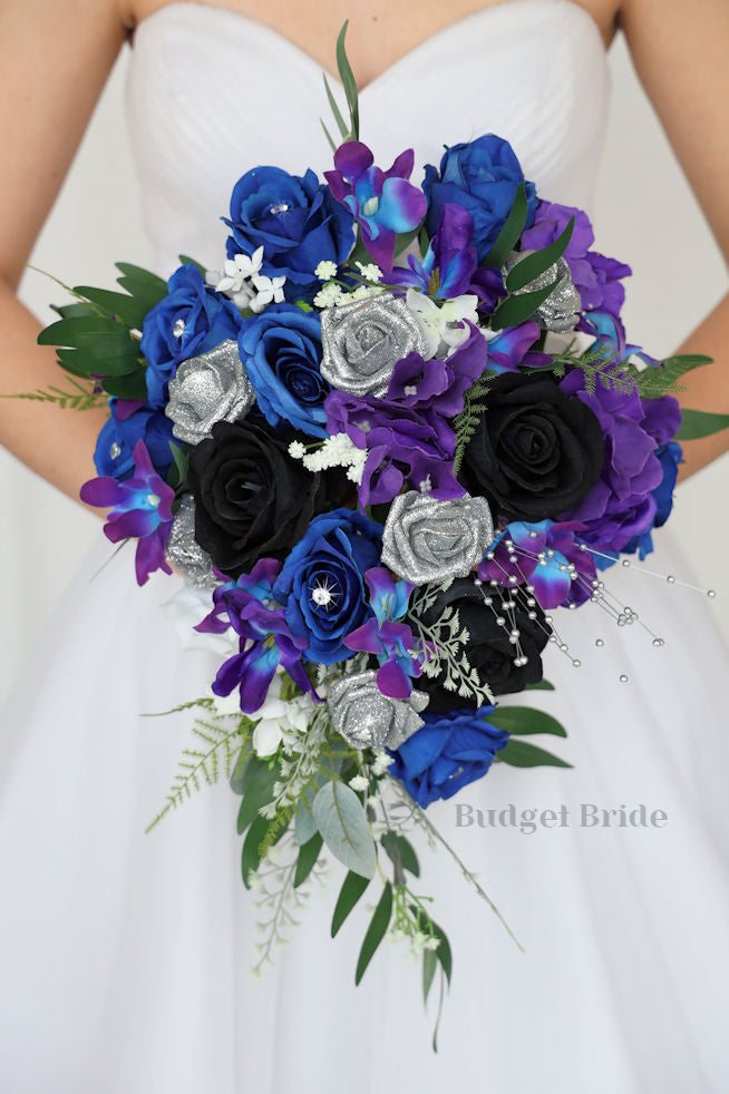 Royal Blue and Purple Wedding Bouquet / Budget-Bride Royal Blue and Purple Wedding Bouquet / Budget-Bride