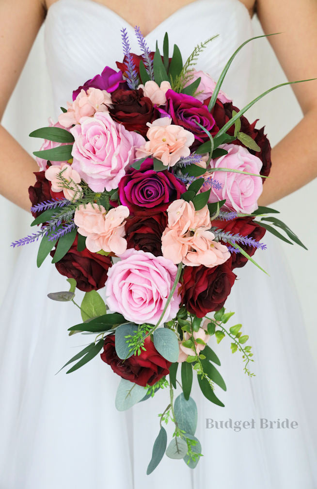 Wedding Bouquet set store (burgundy and pink)