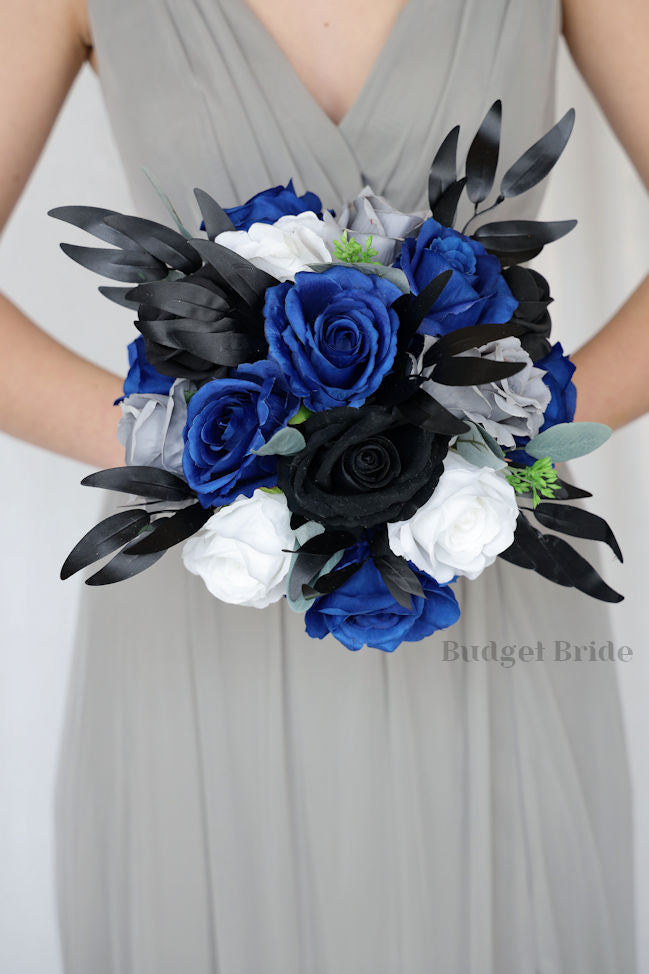 Black White & Silver Wedding Package Bridal Bouquet, Bridesmaids