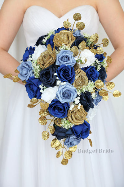 Blue and Gold Wedding Bouquet / – Budget-Bride