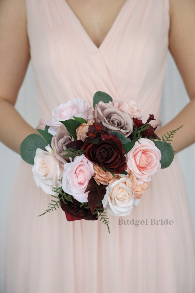 Silk Wedding Bouquet in Pink and Peach