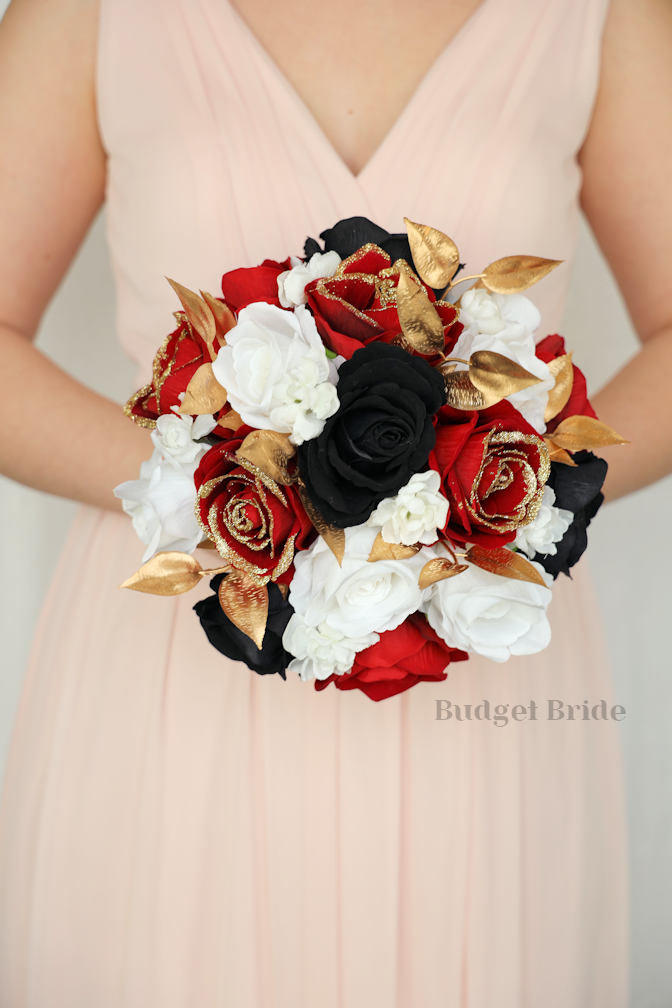 Red and Black Wedding Bouquet / Budget-Bride Red and Black Wedding Bouquet / Budget-Bride