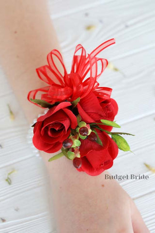 wrist corsage for red prom dress Prom Red Rose Wrist Corsage