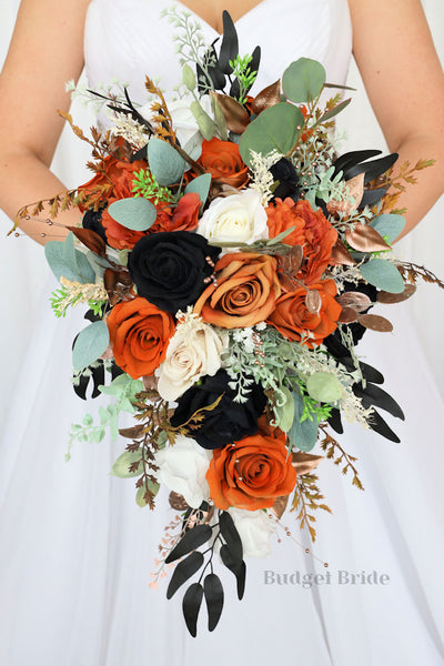 Hayden Cascading Brides Bouquet in Rust and Black / – Budget-Bride
