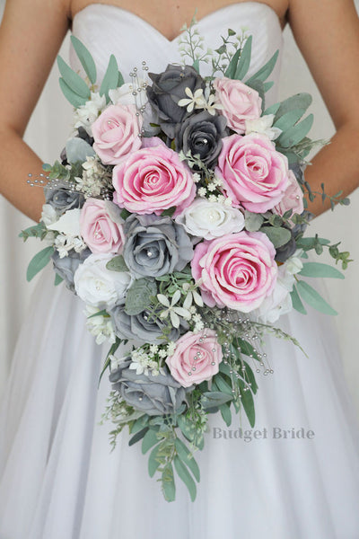 Pink and Gray Wedding Bouquet / – Budget-Bride