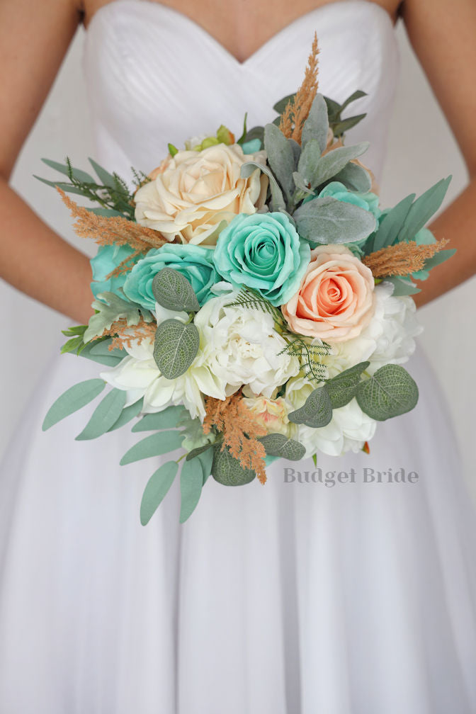 Mint and Peach Wedding Bouquet / – Budget-Bride
