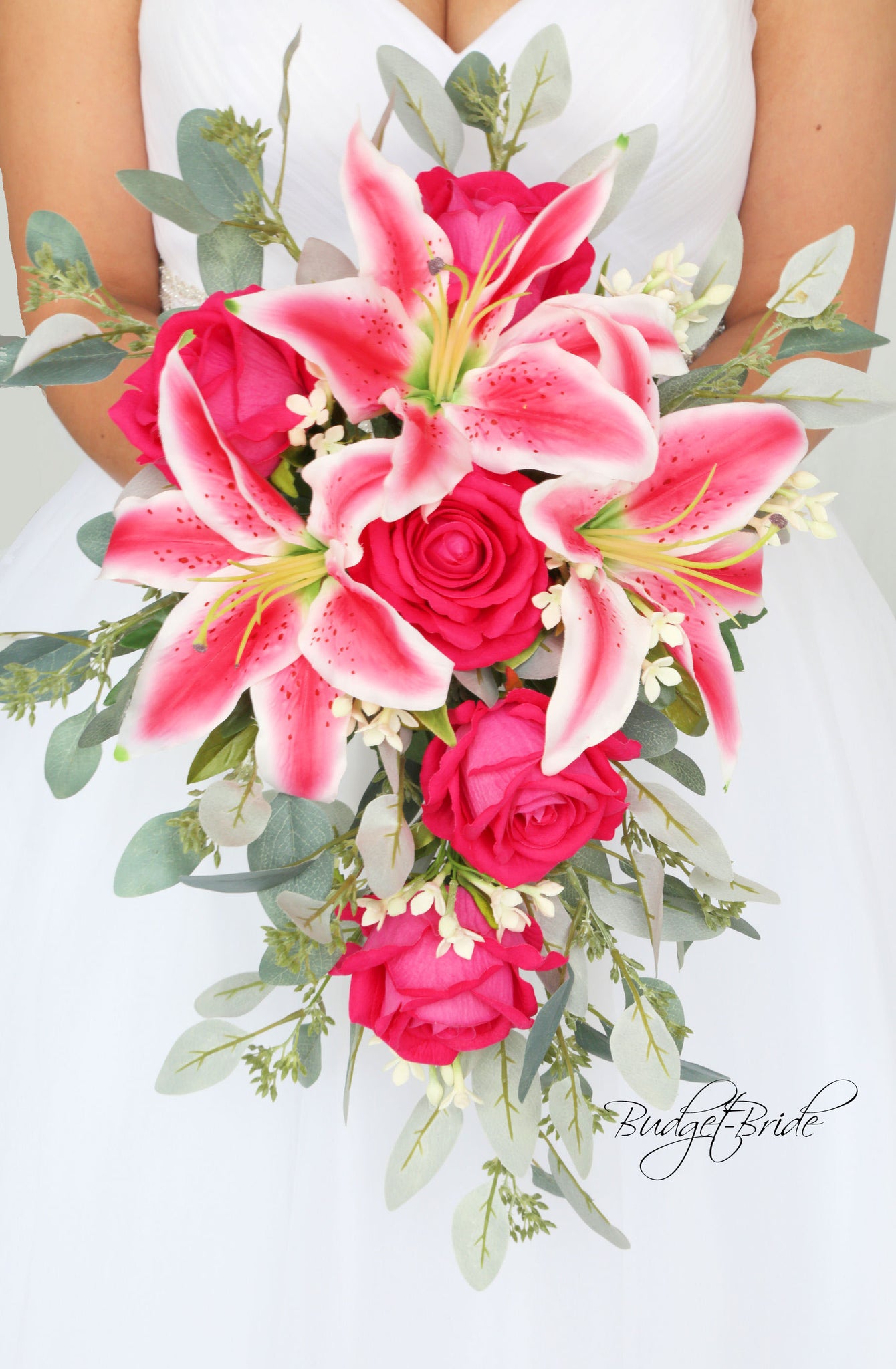stargazer lily and white rose wedding bouquet Stargazer Collection #201725