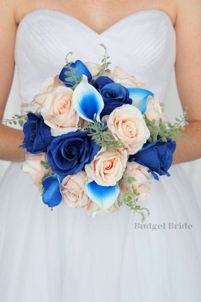 Peach Wedding Bouquets - Cheap Wedding Flowers  Tagged "royal blue"   Budget-Bride