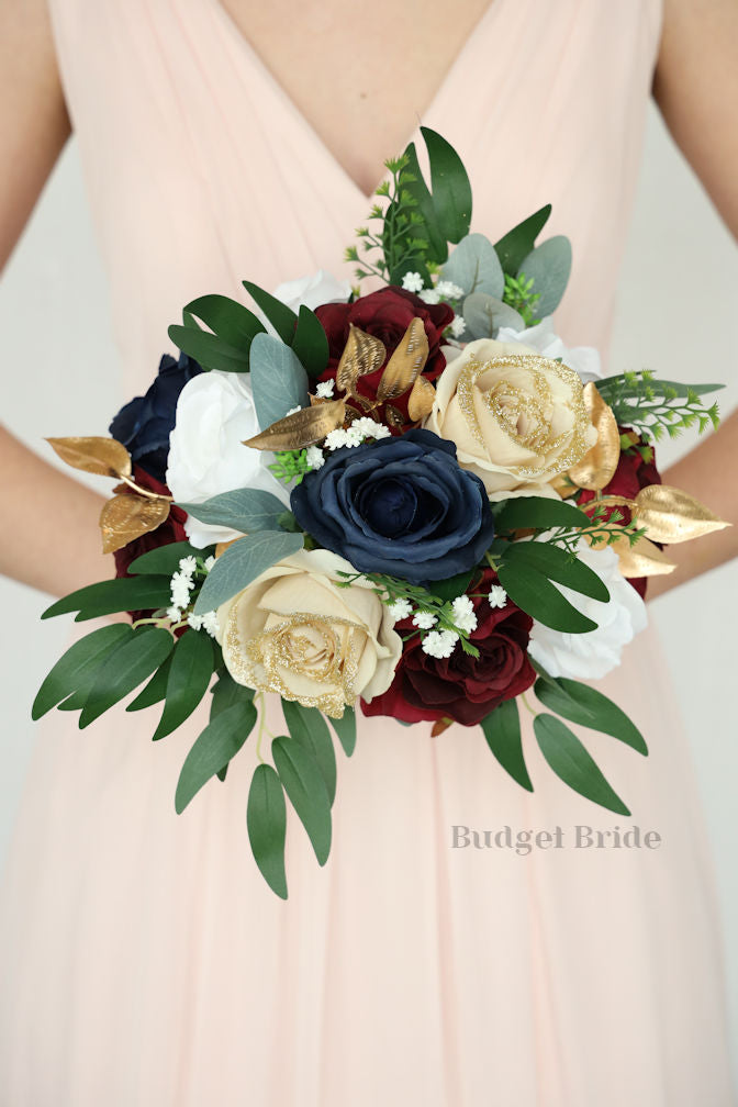 Burgundy and Gold Wedding Bouquet / – Budget-Bride
