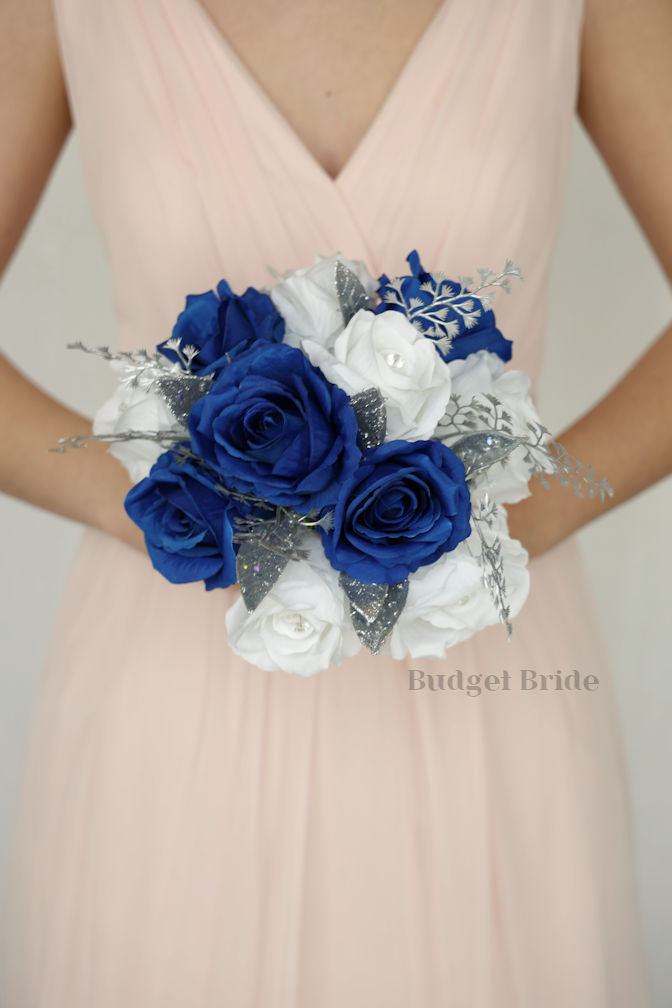 Royal Blue and Silver Wedding Bouquet / – Budget-Bride