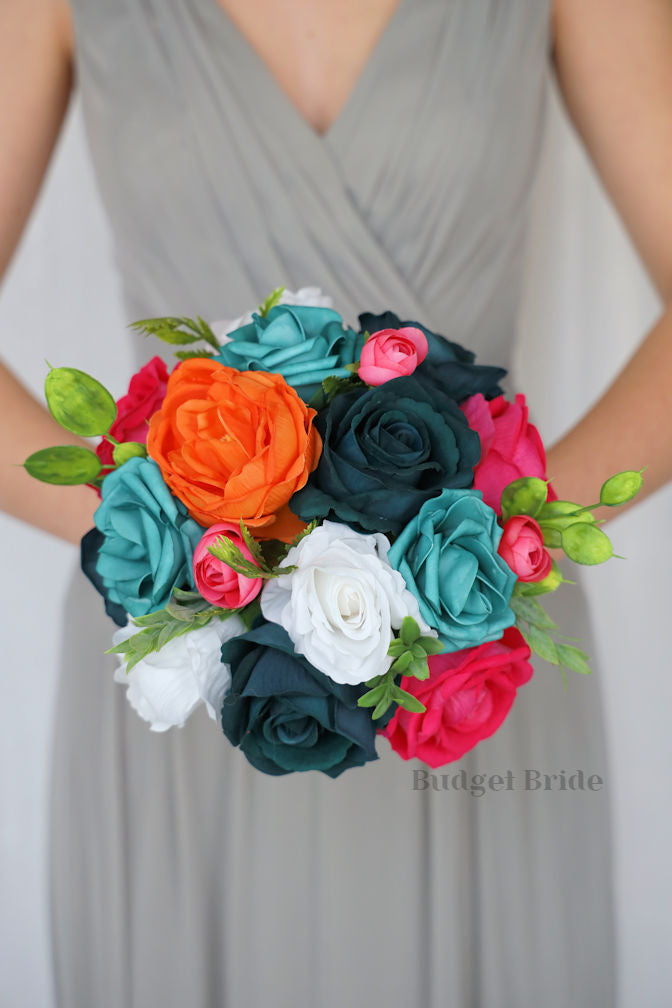 Hot Pink and Teal Wedding Bouquet / Budget-Bride Hot Pink and Teal Wedding Bouquet / Budget-Bride