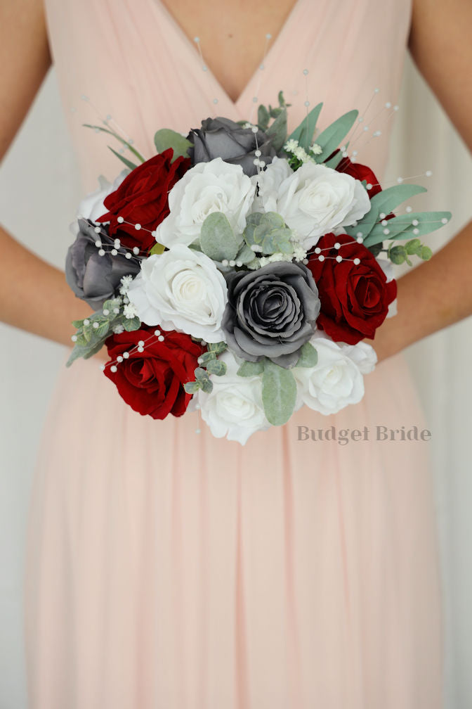 Gray and Red Brides Bouquet / – Budget-Bride