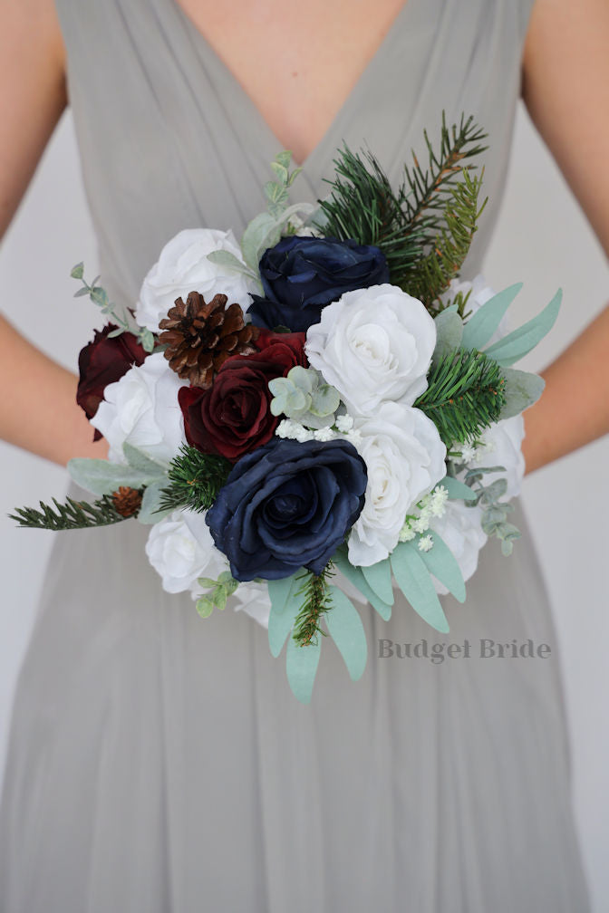 Burgundy and Navy Blue Wedding Bouquet / – Budget-Bride