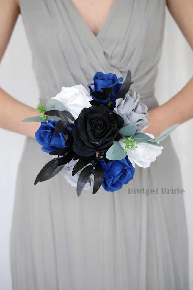 Royal Blue and Black Wedding Bouquet/ – Budget-Bride Royal Blue and Black Wedding Bouquet/ – Budget-Bride