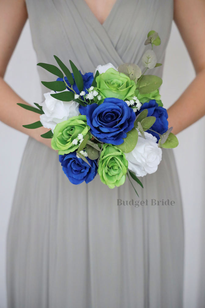 Royal Blue and Green Wedding Bouquet /  Budget-Bride