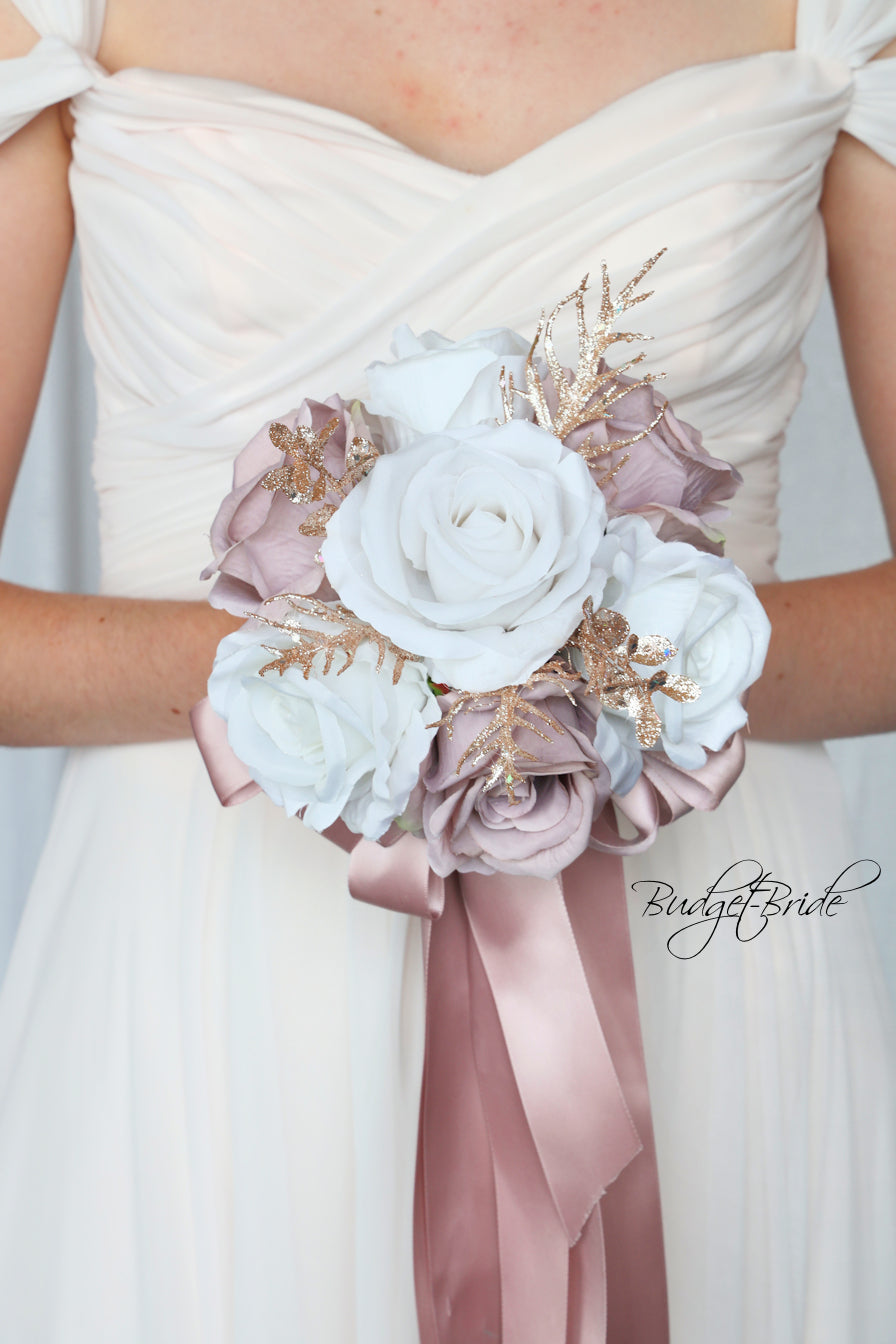 Artificial Wedding Bouquet with Rose Gold Glitter - $45.00  display picture 3